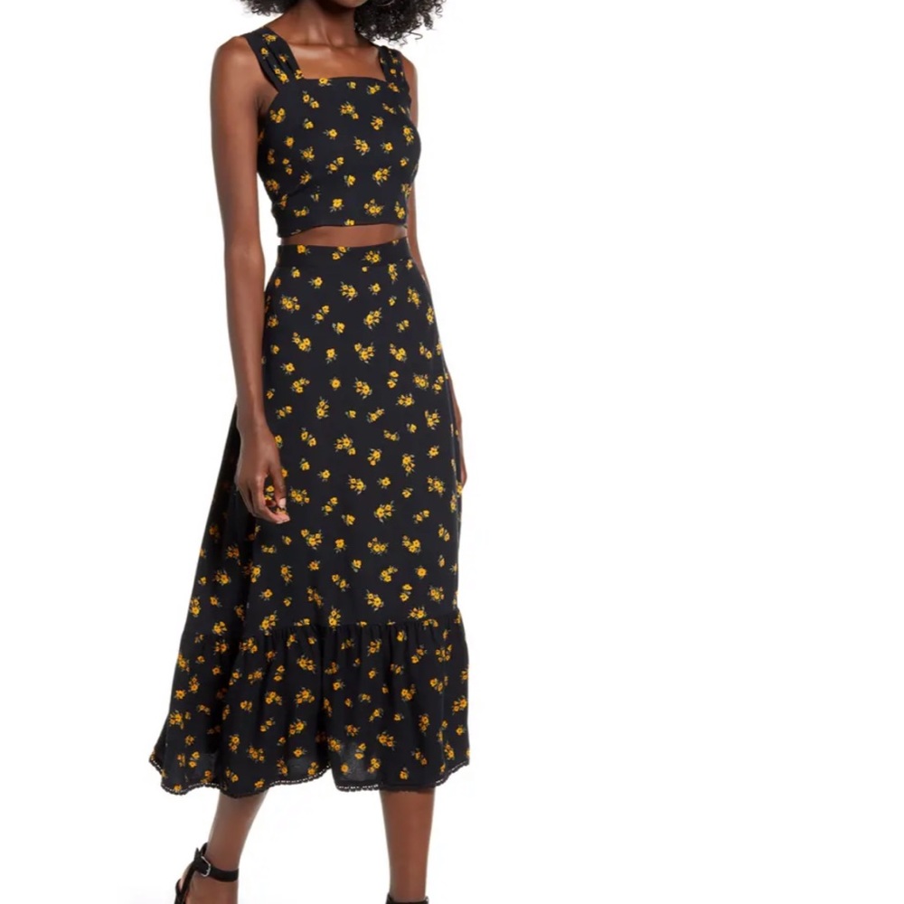 midi skirt with matching crop
